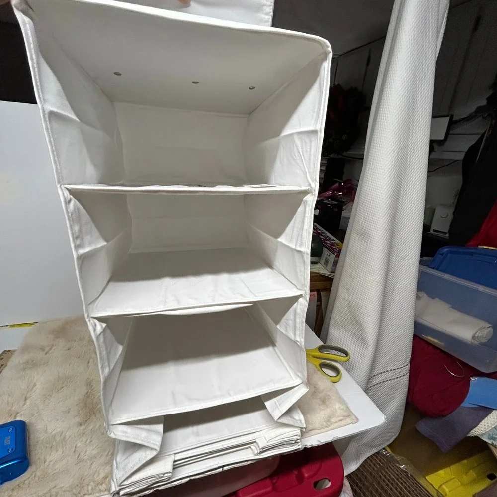 White 10 Shelf Hanging Closet Organizer Canvas Shoe Storage Space Saver Vertical